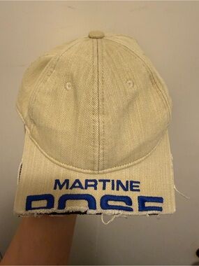 Martine Rose Tan Cap with Blue Embroidered Strap Logo
